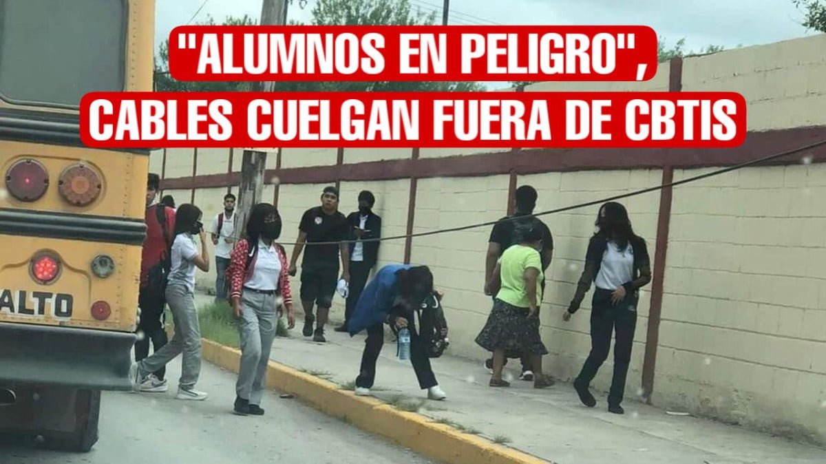 “Alumnos en peligro”, cables cuelgan fuera de CBTis