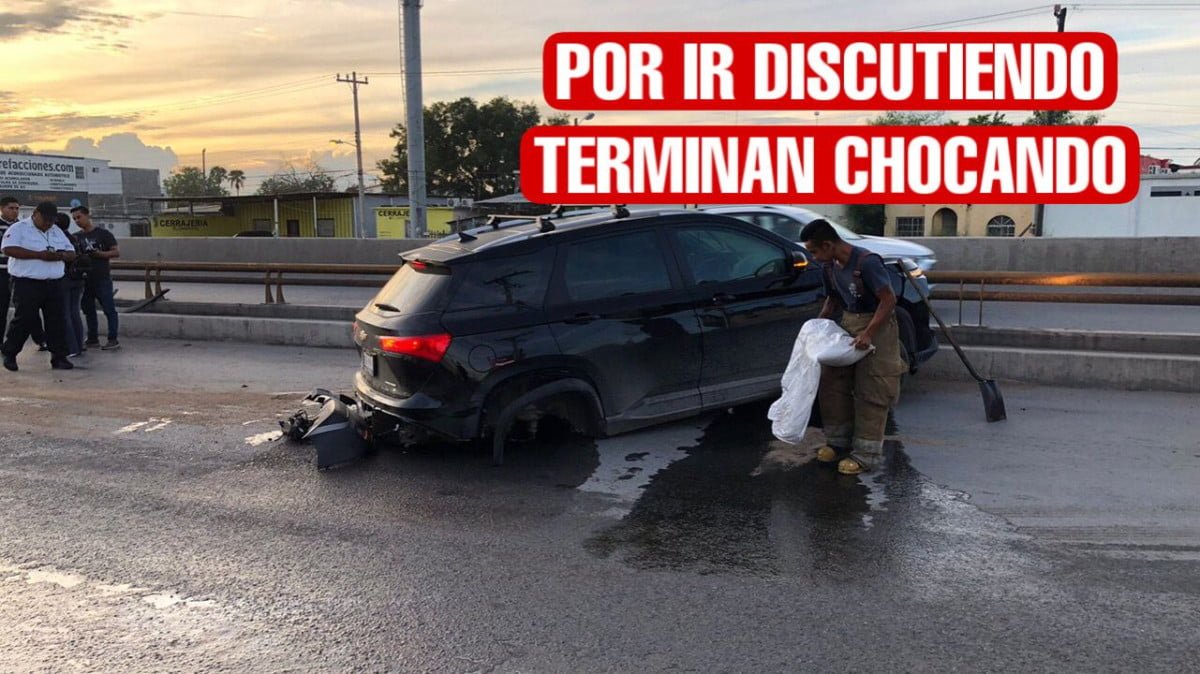 Por ir discutiendo, pareja termina chocando contra un muro