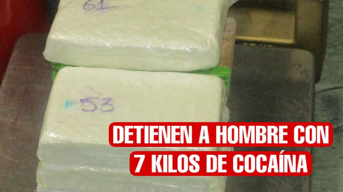 Detienen a estadounidense con 7 kilos de cocaína