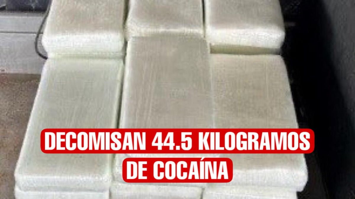 Decomisan 44.5 kilogramos de cocaína en cruce internacional