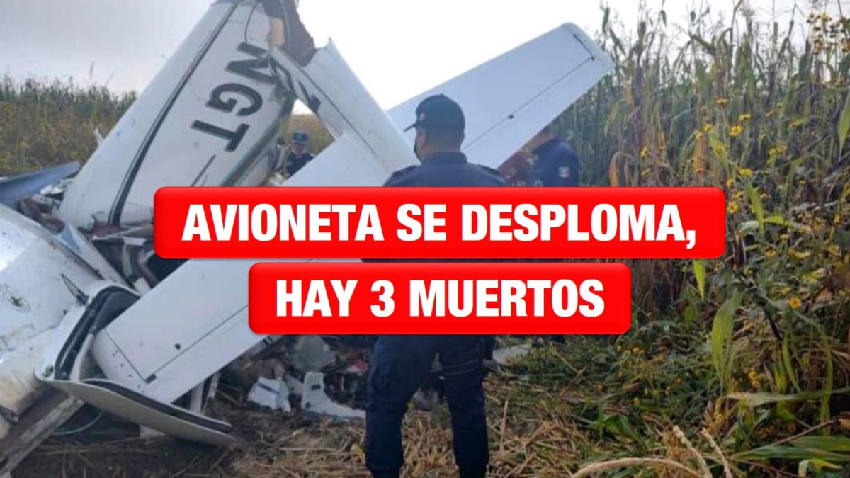 Avioneta se desploma, reportan 3 muertos