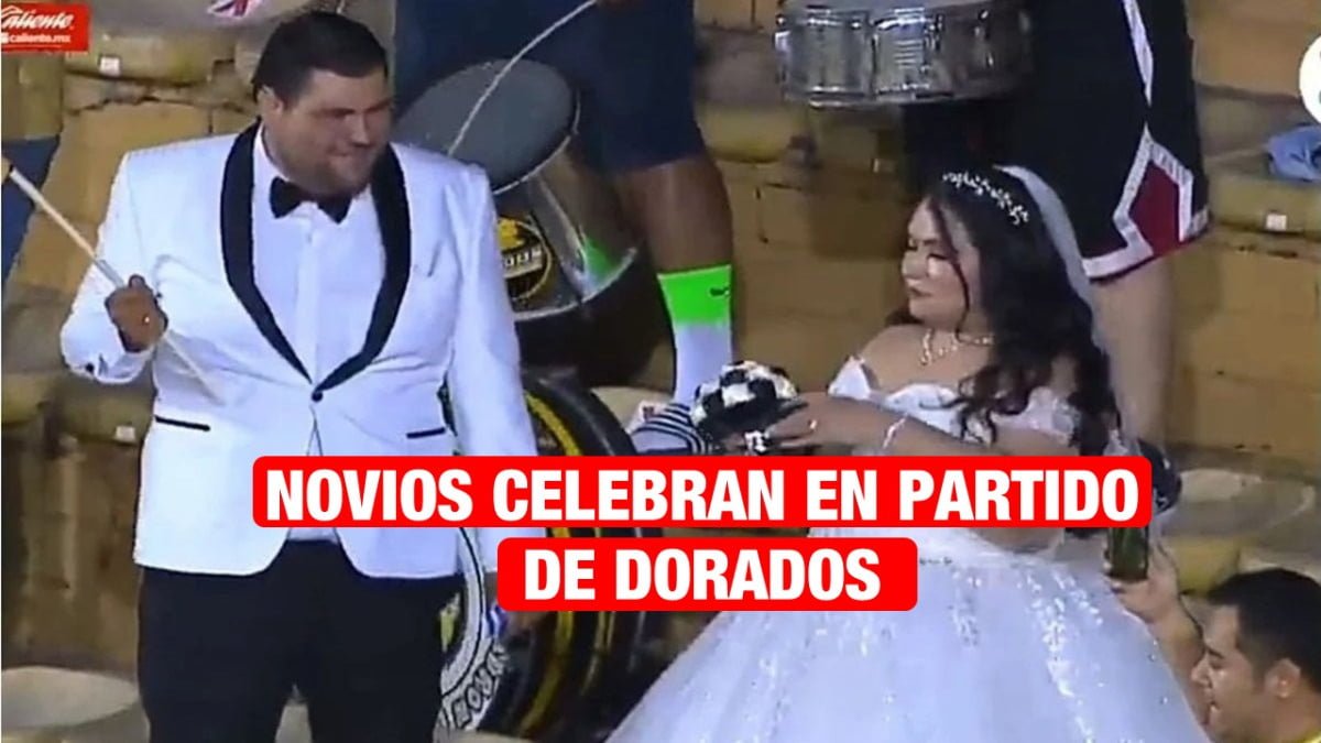 Novios celebran boda en partido de Dorados de Sinaloa