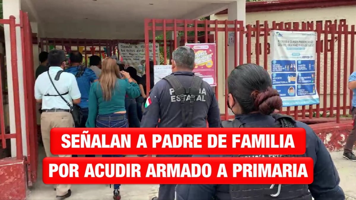 Movilización policiaca en primaria de Victoria, denuncian a padre armado