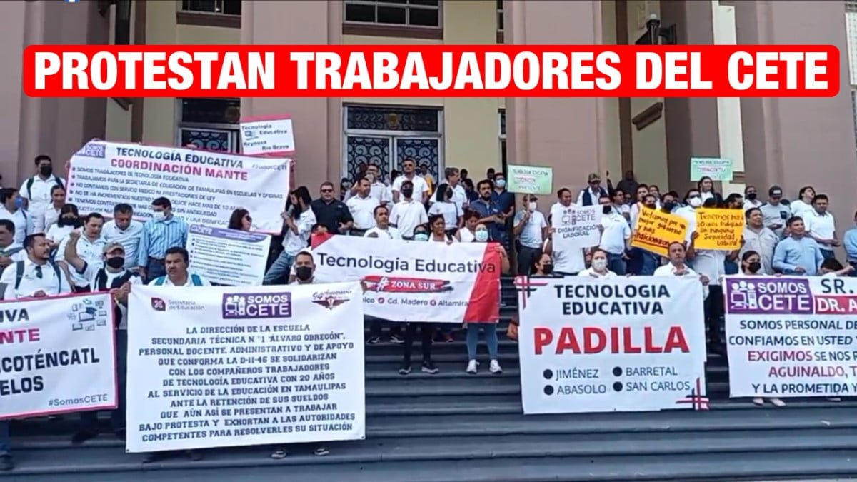 Trabajadores del CETE de diversos municipios protestan, exigen basificación.