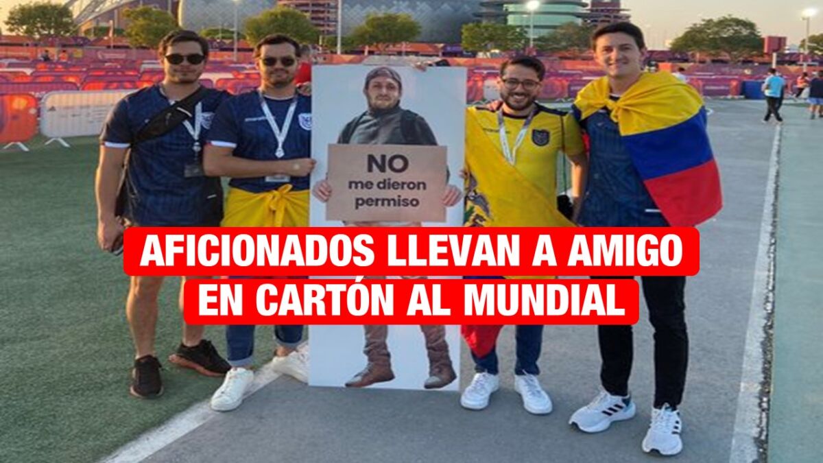 Aficionado no tuvo permiso para ir a Qatar 2022 y sus amigos lo llevan en cartón