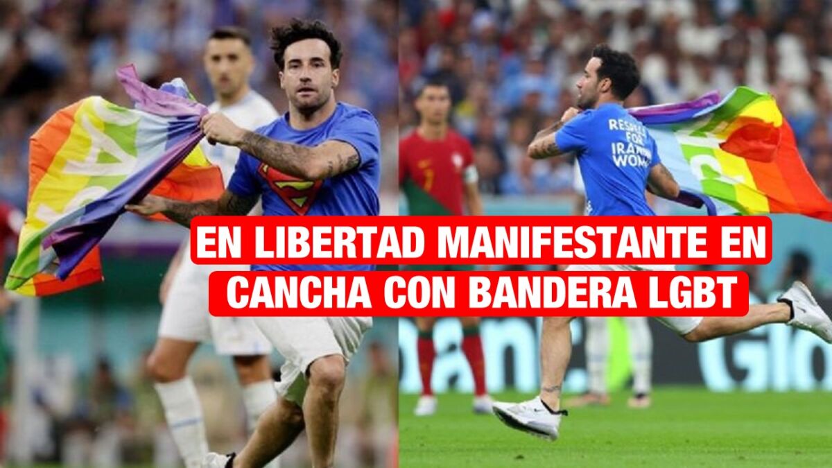 Liberado »sin consecuencias» hombre que entró a cancha en el Mundial con bandera LGBT