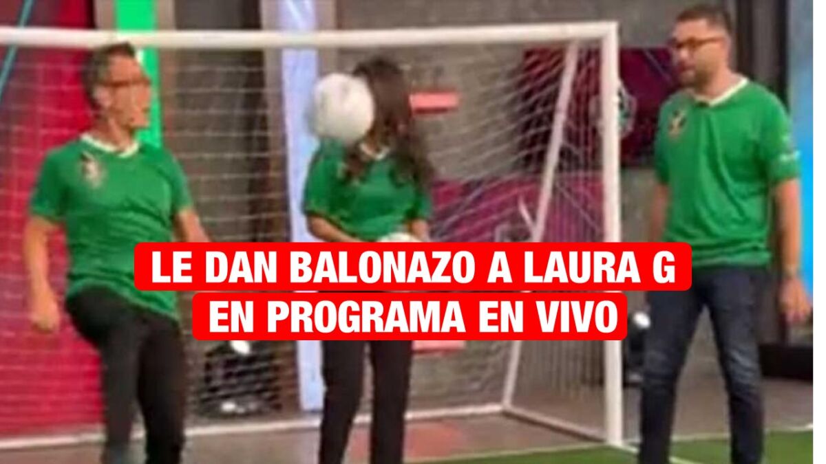 Laura G recibe balonazo en la cara en vivo