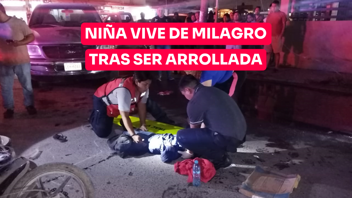 Niña vive de milagro tras ser arrollada