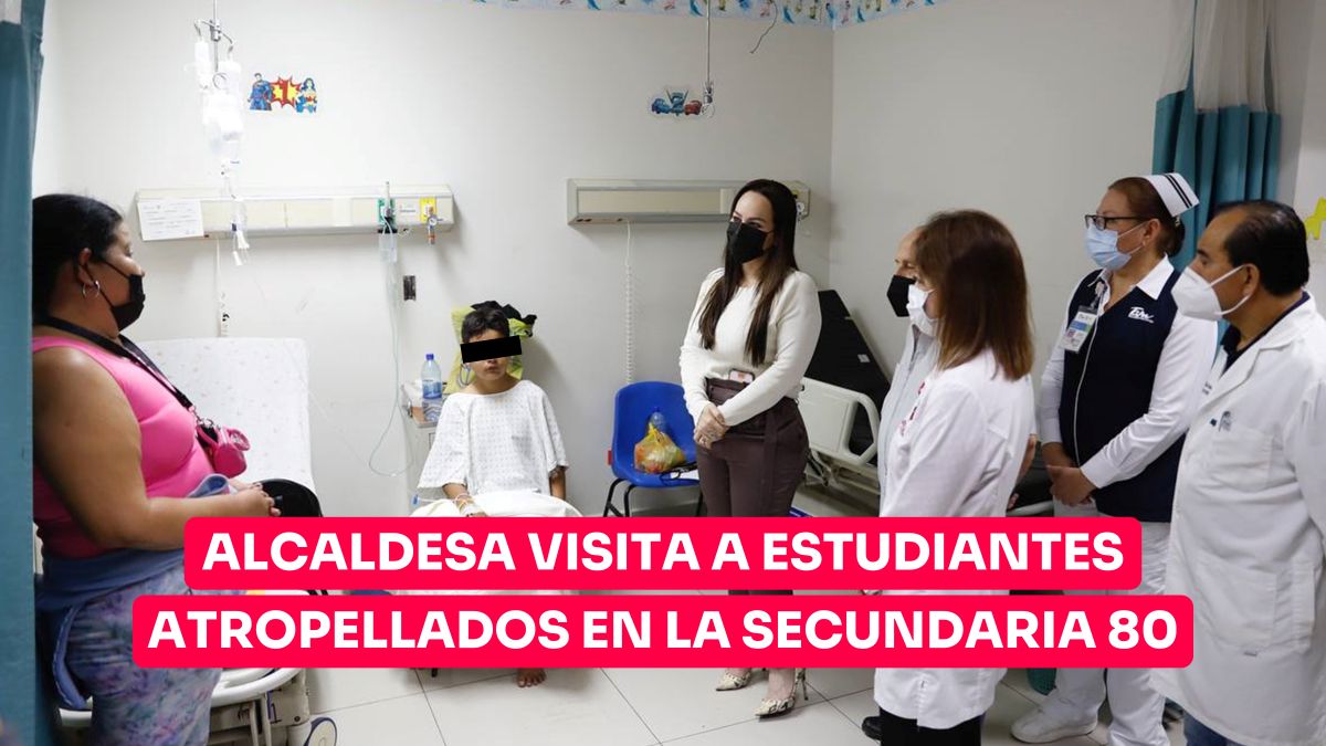 Visita alcaldesa Carmen Lilia Canturosas a los 8 jóvenes atropellados en la Secundaria No.80