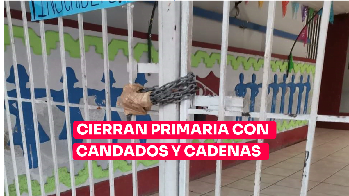Cierran con candados y cadenas primaria en Ciudad Madero