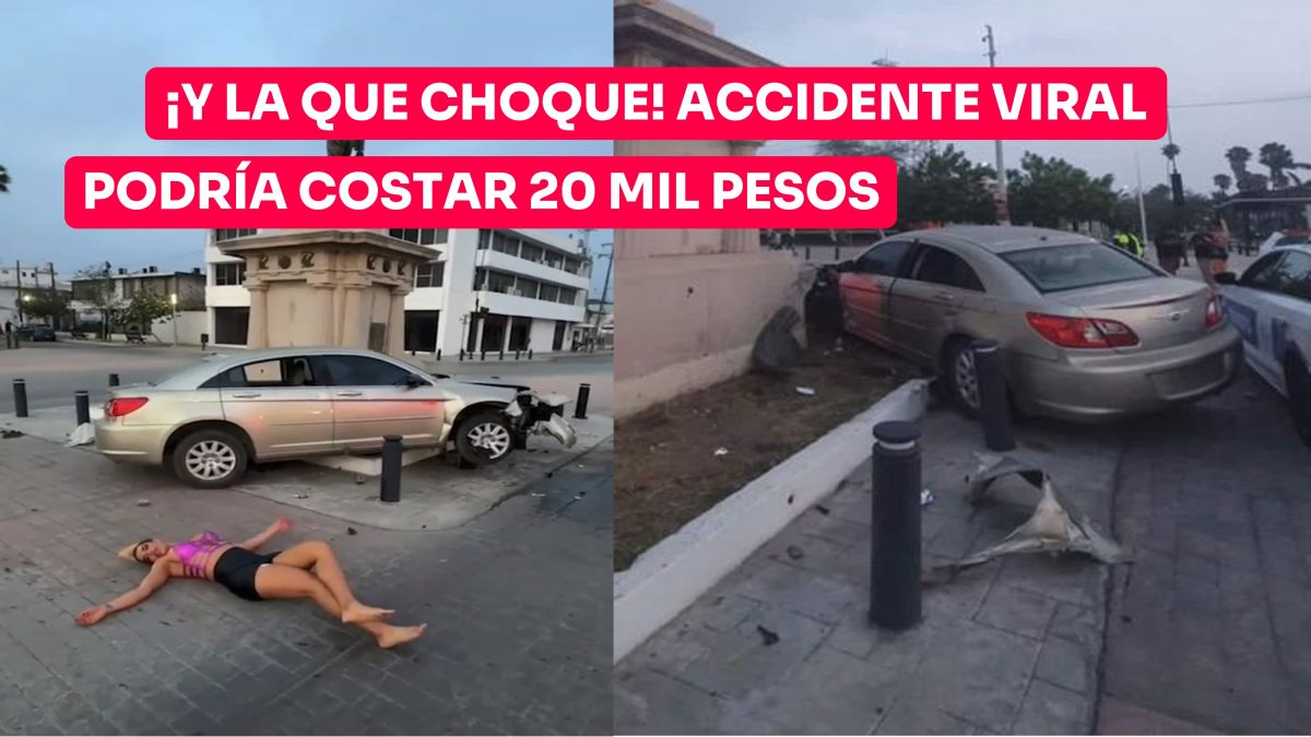 Accidente viral en rotonda de Victoria podría costar 20 mil pesos