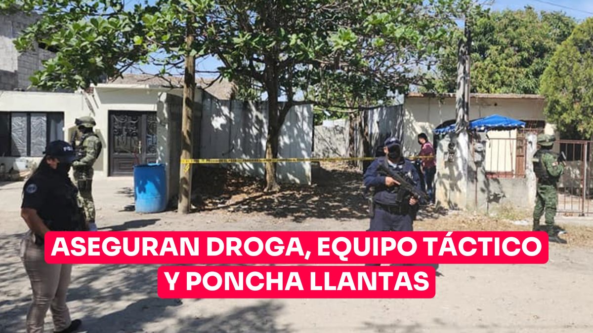 Catean domicilio en El Mante y aseguran droga, equipo táctico y poncha-llantas