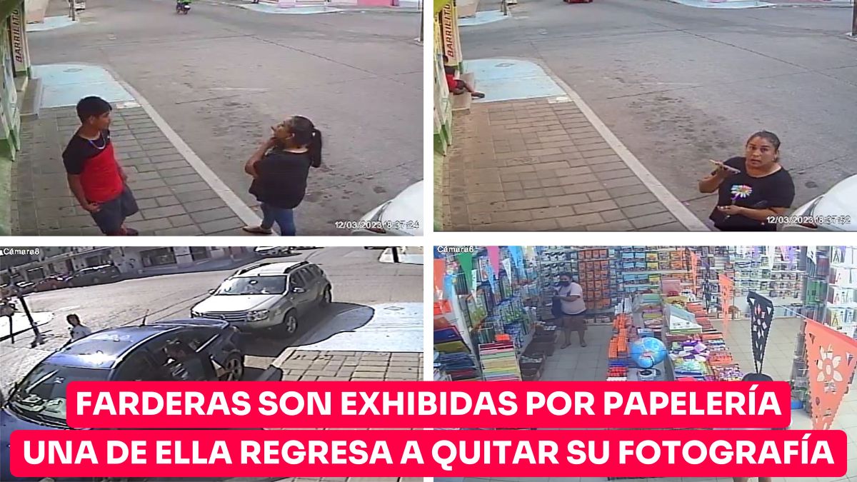 Farderas son exhibidas por papelería en Madero