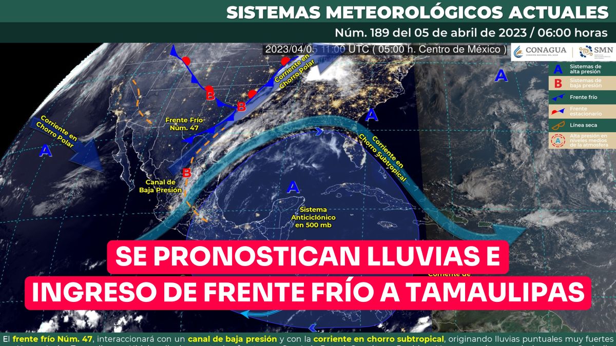Se pronostican lluvias e ingreso de frente frío a Tamaulipas