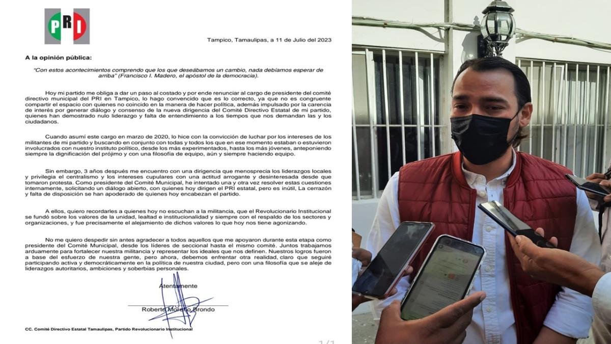 Abandona el barco; presidente del PRI en Tampico renuncia a su cargo