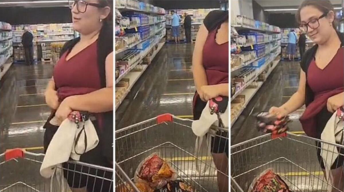 Mujer finge embarazo para intentar robar carne en supermercado