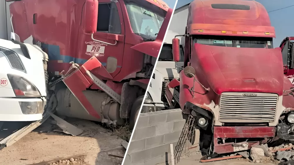 Accidente entre dos camiones en la carretera hacia el puente Phart