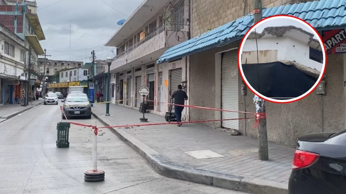 Alertan por desprendimiento de marquesina en centro de Tampico