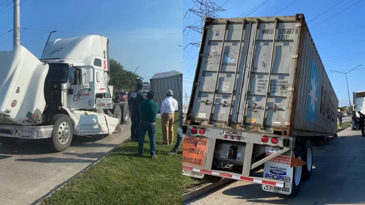 Aparatoso choque de tráiler en Tampico provoca cierre vial