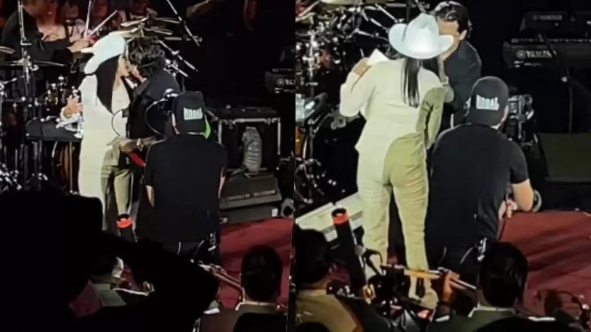 Christian Nodal se hace viral por supuesto beso a una fan en pleno concierto