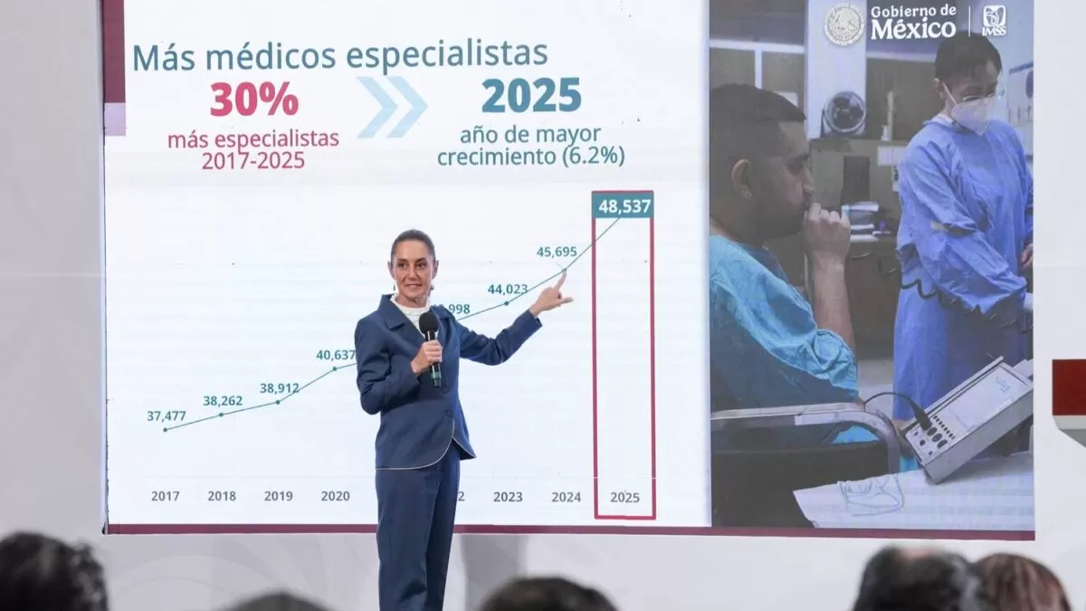 Sheinbaum celebra récord histórico de médicos especialistas en IMSS