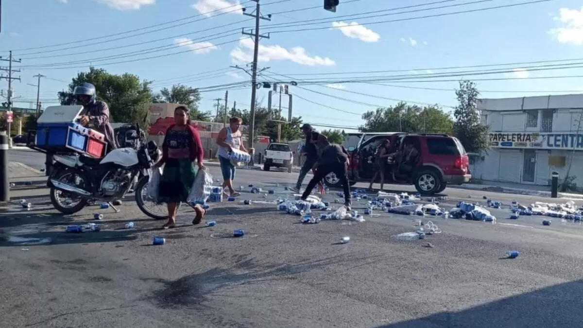 Incidente de camión cervecero desata rapiña en Reynosa
