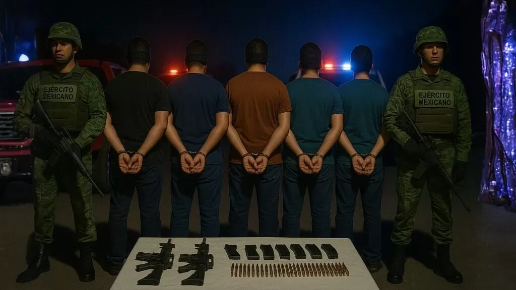 Aseguran armamento y detienen a cinco hombres durante operativo en Reynosa