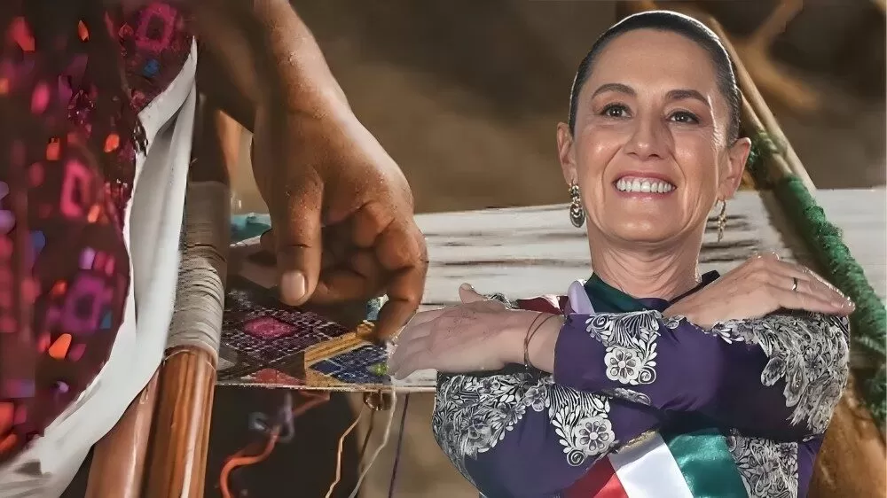 Artesana tlaxcalteca bordó el vestido de Sheinbaum