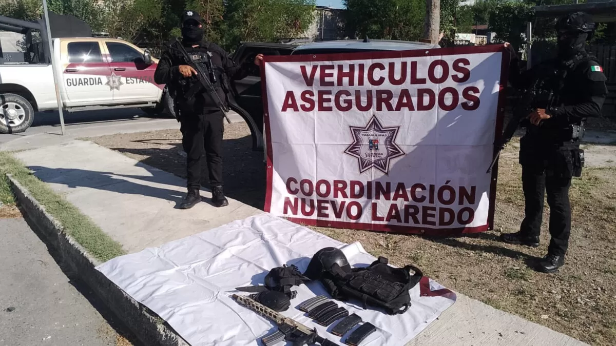Aseguran armamento y equipo táctico en Nuevo Laredo