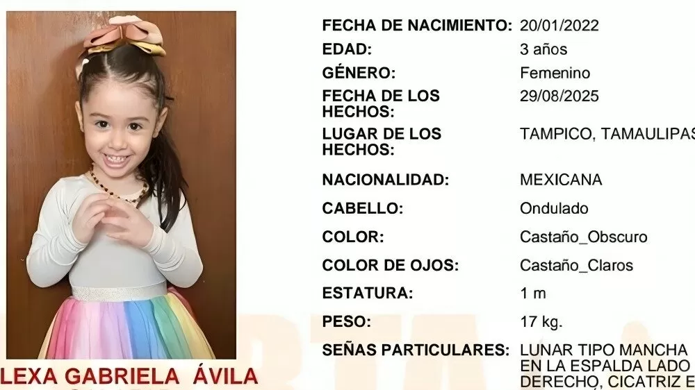 Activan Alerta Amber para localizar a Alexa Gabriela en Tamaulipas