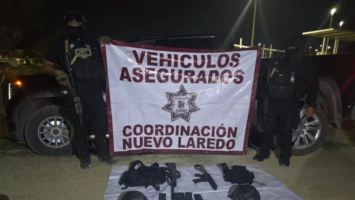 Aseguran armas y vehículo tras tiroteo en Nuevo Laredo