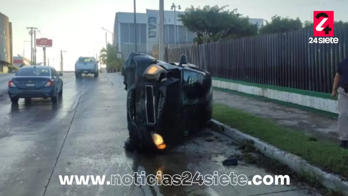 Madre e hija sobreviven a aparatosa volcadura en Tampico