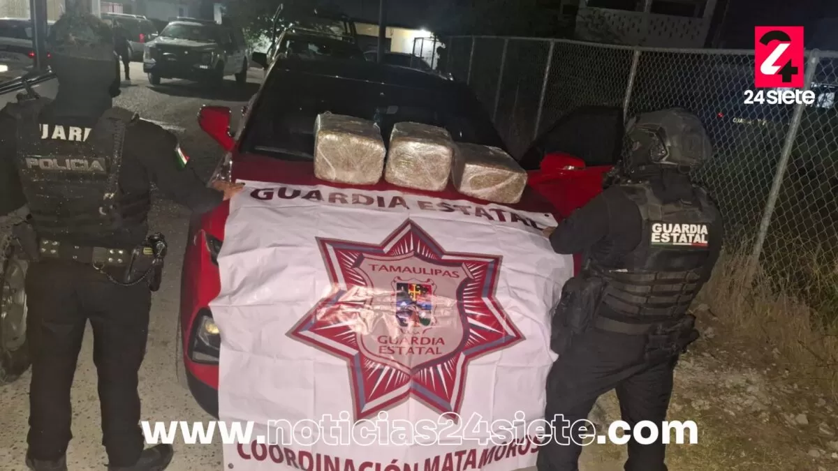 Autoridades aseguran camioneta con droga en Matamoros