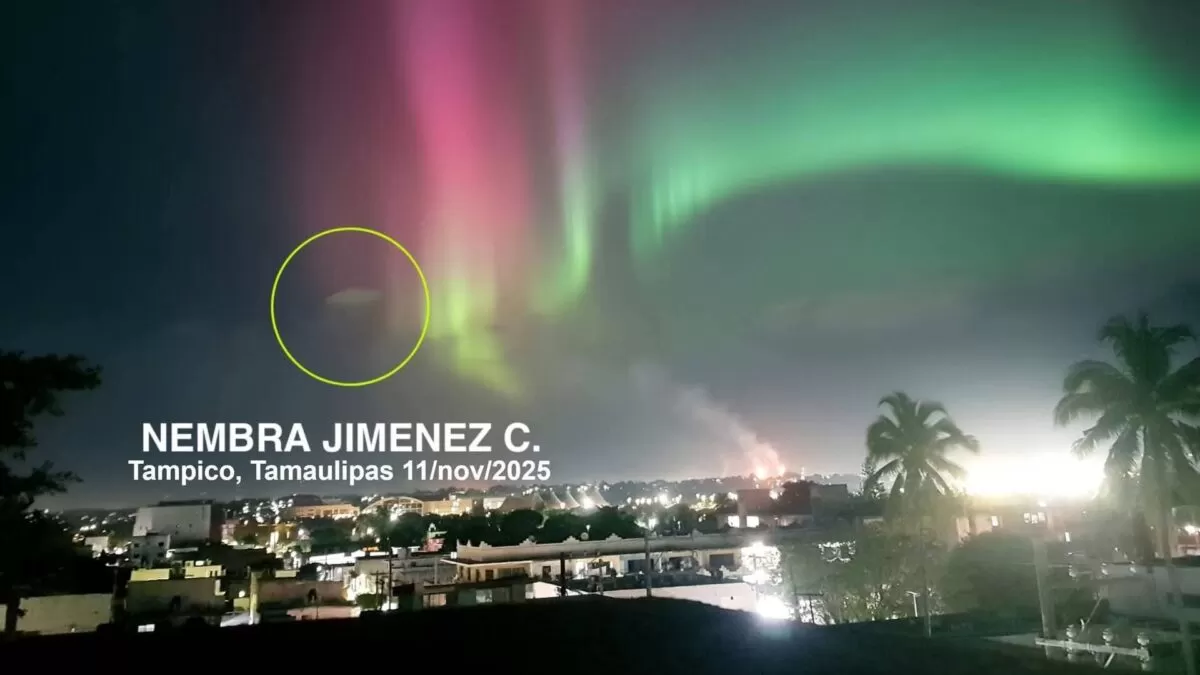 Captan aurora boreal sobre zona sur de Tamaulipas