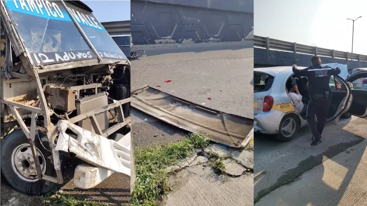 Micro choca a taxi y deja cuatro lesionados en Tampico