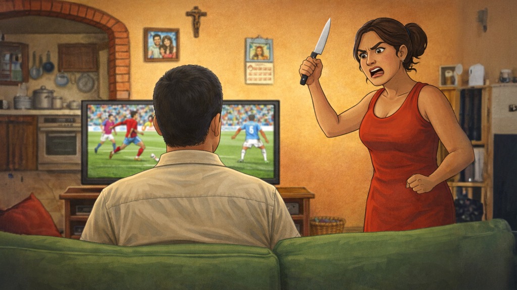 Mujer apuñala a su marido al creer que la insultaba cuando veía el futbol