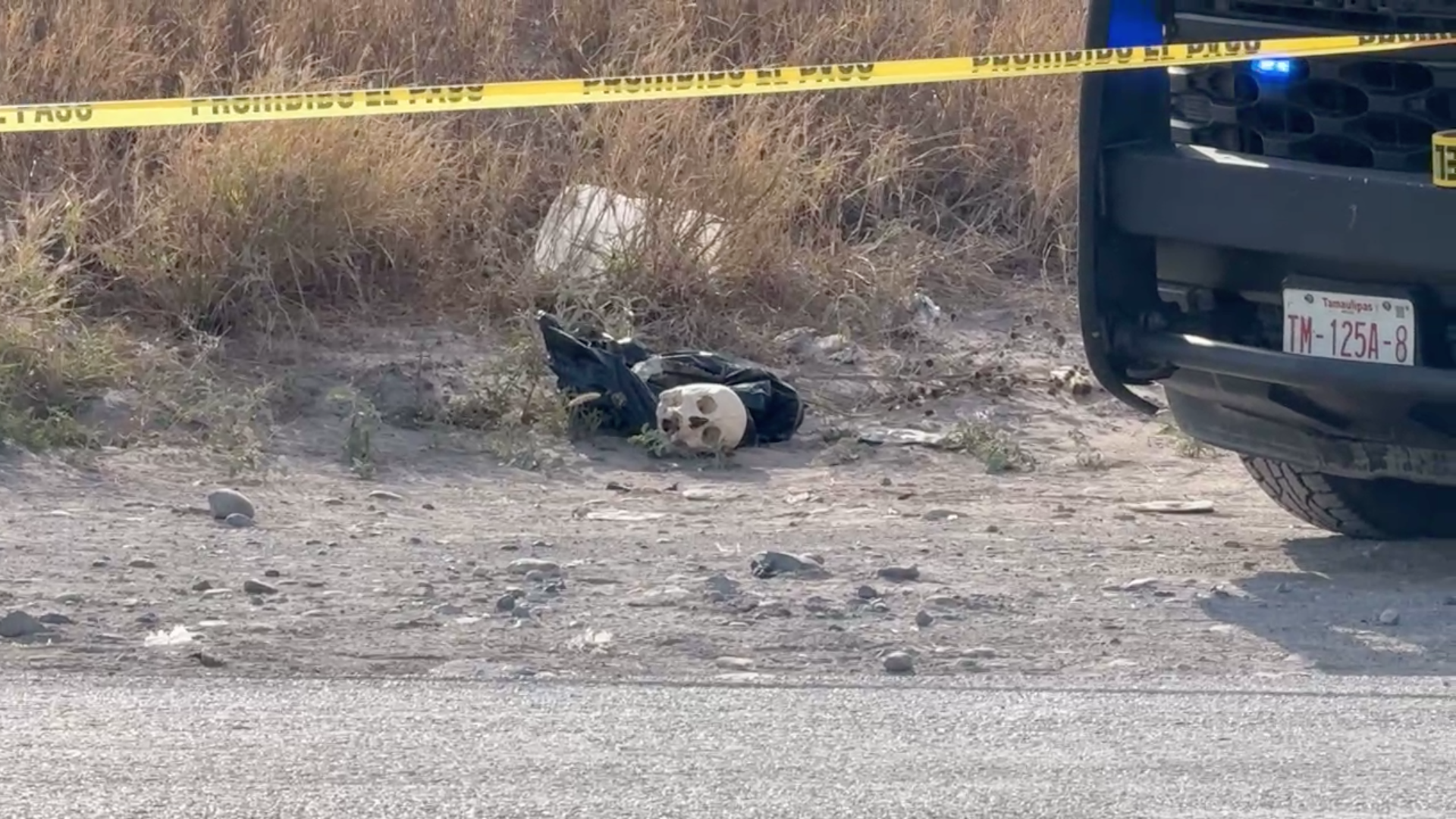 Localizan cráneo humano y restos óseos en Reynosa