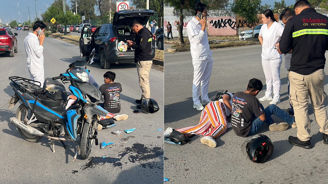 Por dar el pase provoca choque entre auto y motoneta en Victoria