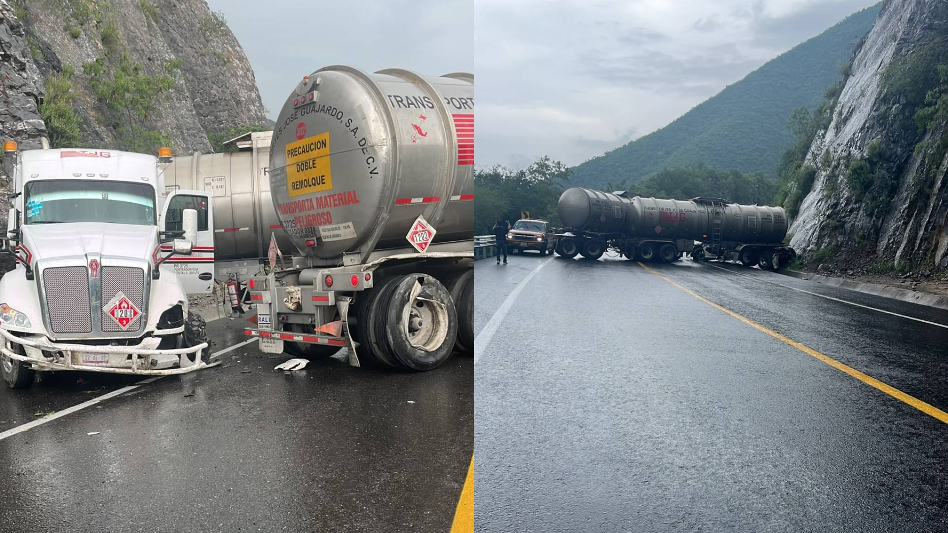 Pipa cargada de combustible se estrella en la Rumbo Nuevo